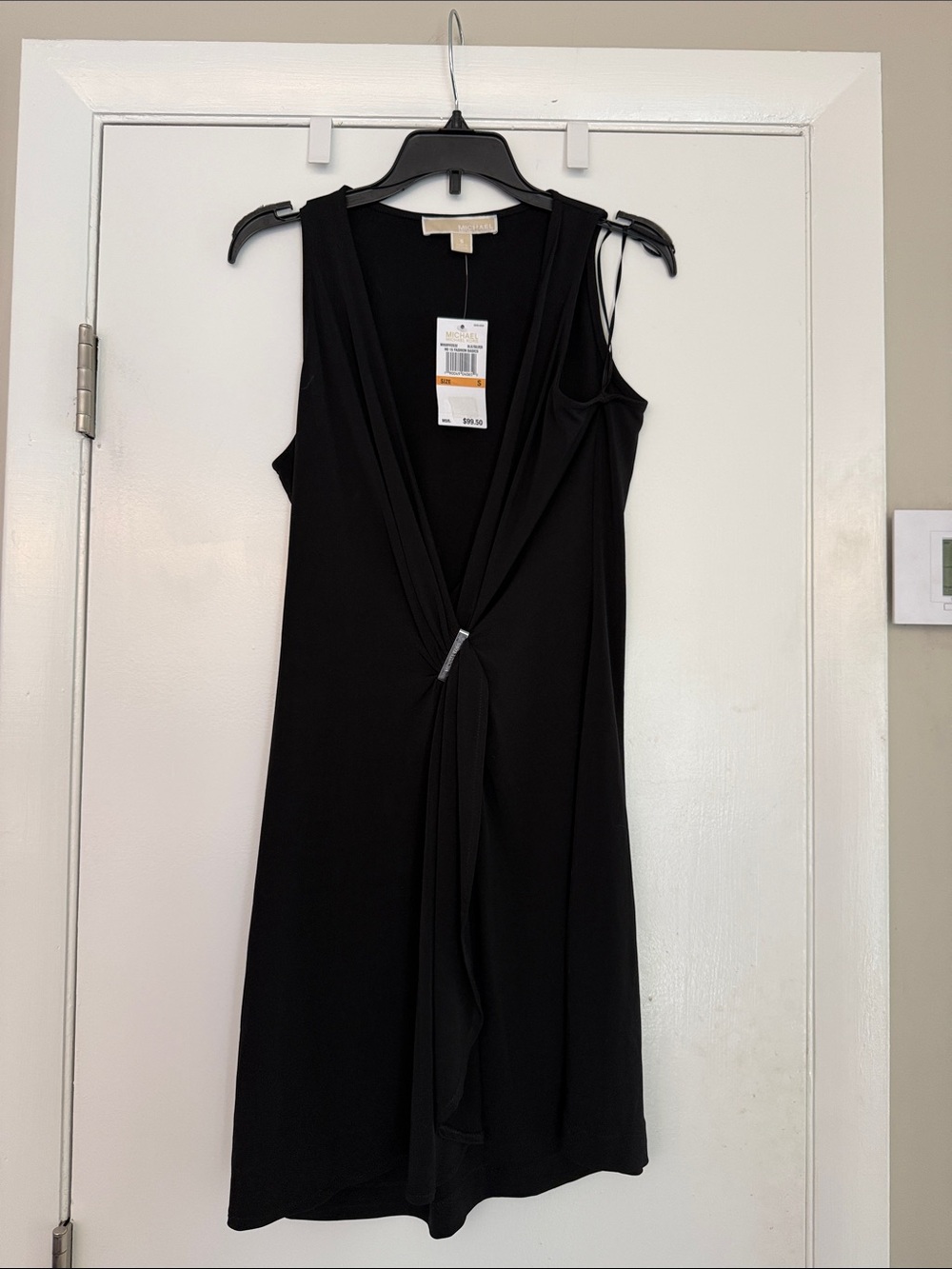 Michael Kors Black Twist-Front Midi Dress